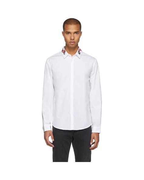 gucci snake collar shirt free shipping|Gucci White Snake Collar Shirt for Men .